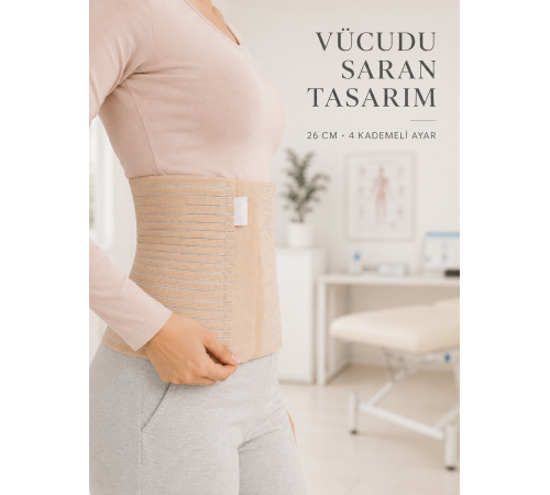 Doğum Sonrası Abdominal Korse 26 cm 4 Kademe Ayarlı Karın Toparlayıcı Korse