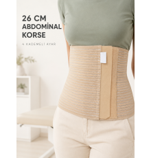 Abdominal Doğum Sonrası Korse 26 cm Geniş 4 Kademeli Cırtlı Ayarlanabilir