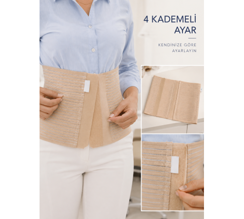 Kadın Abdominal Korse 26 cm Karın ve Bel Bölgesi 4 Kademeli Ayarlanabilir Korse