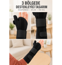 Metal Destekli El Bilekliği Başparmak Destekli Uzun Bilek Ateli Standart Beden