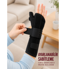 Metal Destekli El Bilekliği Başparmak Destekli Uzun Bilek Ateli Standart Beden