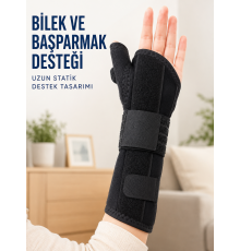 Başparmak ve El Bilek Destek Ateli Metal Destekli Ayarlanabilir Cırtlı Bileklik
