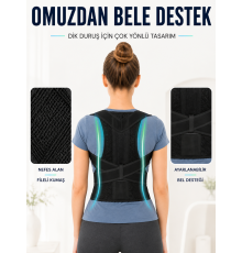 Dik Duruş Korsesi Fileli Sırt ve Bel Destekli Ayarlanabilir Omuz Destek Korsesi