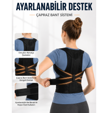 Sırt ve Bel Destekli Dik Duruş Korsesi Ayarlanabilir Çapraz Bantlı Fileli Tasarım