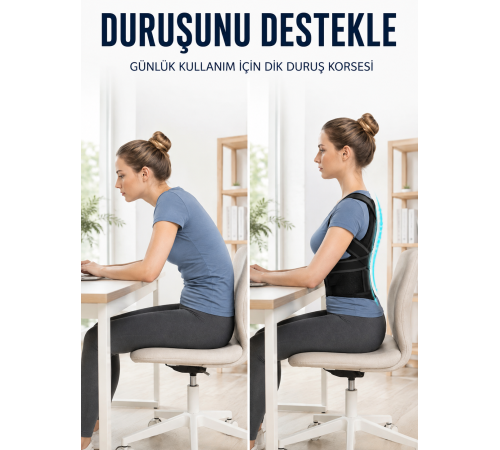 Omuz Sırt Bel Destek Korsesi Fileli Dik Duruş ve Postür Destekleyici Korse