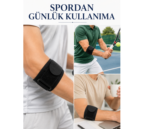 Epikondilit Bandajı Ayarlanabilir Tenisçi ve Golfçü Dirseği Destek Bandı