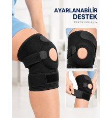 Ligamentli Diz Desteği Kısa Dizlik Ayarlanabilir Cırtlı Açık Patella Tasarım