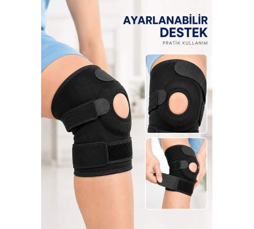Ligamentli Diz Desteği Kısa Dizlik Ayarlanabilir Cırtlı Açık Patella Tasarım