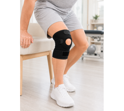 Siyah Ligamentli Dizlik Cırtlı Ayarlanabilir Kısa Diz Destekleyici