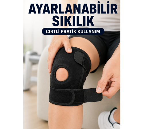 Açık Patella Dizlik Diz Kapağı Destekli Ayarlanabilir Cırtlı Sporcu Dizliği