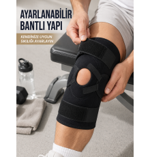 Yan Destekli Ligamentli Dizlik Açık Patella Ayarlanabilir Spor ve Günlük Kullanım