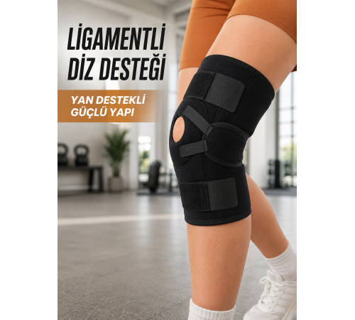 Ligamentli Sporcu Dizliği Patella Destekli Ayarlanabilir Bantlı Diz Koruyucu