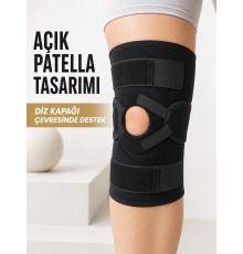 Açık Patella Ligamentli Dizlik Yan Destekli Esnek Ayarlanabilir Diz Desteği