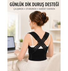 Lastikli Dik Duruş Korsesi Ayarlanabilir Sırt Omuz ve Bel Destek Korsesi