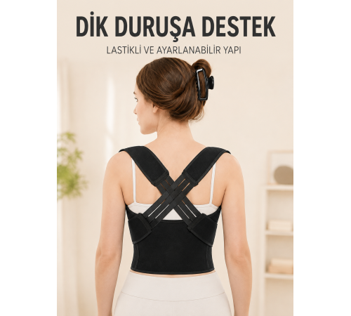 Sırt Destek Korsesi Dik Duruş İçin Ayarlanabilir Lastikli Postür ve Bel Korsesi
