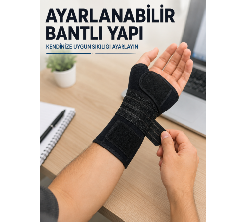 Metal Destekli El Bilek Ateli Ayarlanabilir Bantlı Bileklik Başparmak Açık