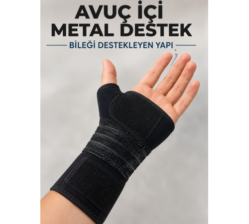 Ayarlanabilir El Bilek Desteği Metal Destekli Cırtlı Bileklik El Ateli