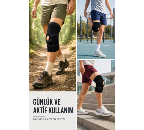 Patella Destekli Ligamentli Dizlik Ayarlanabilir Cırtlı Silikon Pedli Diz Desteği