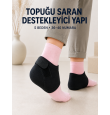 Topuk Destek Çorabı S Beden 36-40 Ayarlanabilir Cırtlı Günlük Kullanım