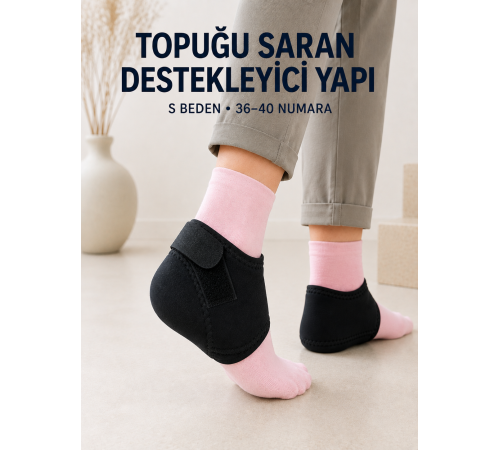 Topuk Destek Çorabı S Beden 36-40 Ayarlanabilir Cırtlı Günlük Kullanım