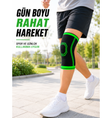 Örme Dizlik Nefes Alabilen Esnek Diz Destekleyici Spor ve Günlük Kullanım Siyah Yeşil