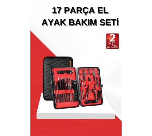 17 Parça Manikür Seti El ve Ayak Bakımı Törpü Cımbız Tırnak Temizleme