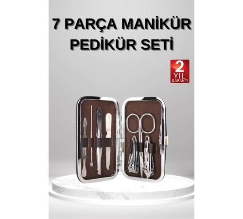7 Parça Manikür Pedikür Seti El Ayak Bakımı Çantalı Paslanmaz Çelik