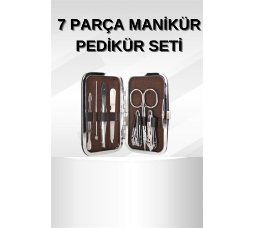 Manikür Pedikür Seti 7 Parça Tırnak Makası Kaş Makası Cımbız Çantalı