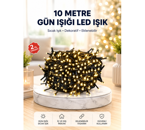 Uzun Ömürlü LED Teknolojili 10 Metre Şık Işıklı Süsleme Seti