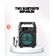 Taşınabilir 6.5” Bluetooth Hoparlör USB TF Kart Mikrofonlu Şarjlı Sistem