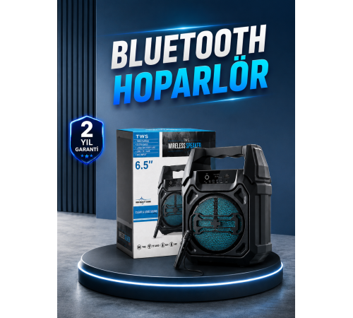 15W Güçlü Ses Çıkışlı Bluetooth Hoparlör FM Radyo ve Mikrofon Destekli