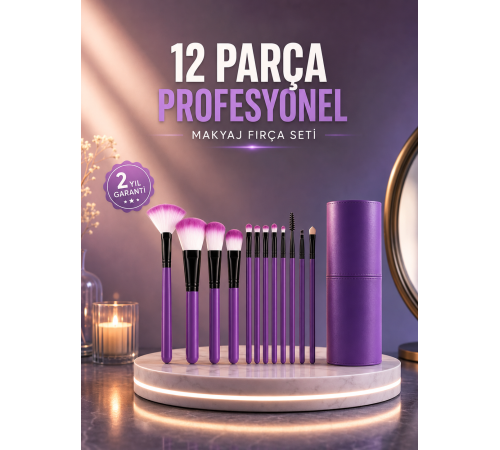 12’li Profesyonel Makyaj Fırça Seti Ultra Yumuşak Sentetik Kıllı