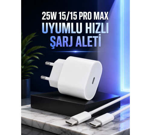 Güç Adaptörü ve Kablosu Şarj Aleti 15/15 Pro Max Uyumlu Hızlı Şarj