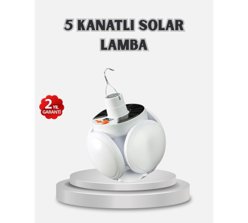 Güneş Enerjili ve USB Şarjlı LED Kamp Lambası – 5 Farklı Işık Modlu, Askılı Tasarım
