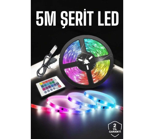 Led Işık 5 Metre Şerit Led RGB Işıklı
