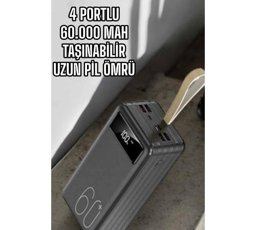 Powerbank 60.000 MAH Dijital Göstergeli 4 Portlu Taşınabilir