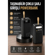 Powerbank 60.000 MAH 4 Portlu Uzun Şarj Süreli Dijital Göstergeli