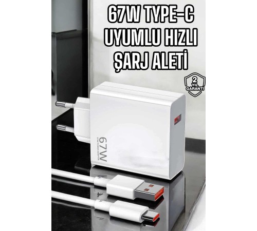 Şarj Aleti Turbo Hızlı 67W Type-C Hızlı Şarj