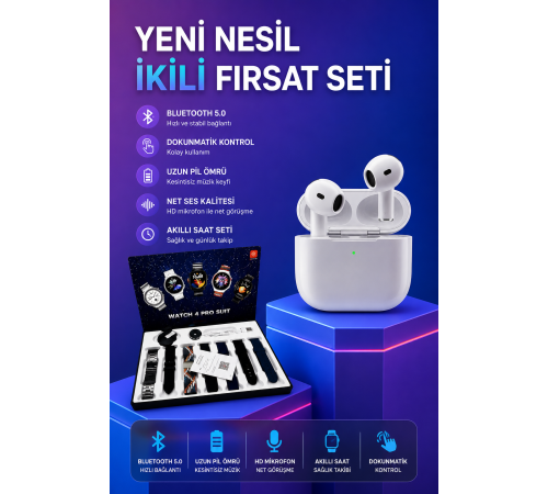 3.Nesil TWS Bluetooth Kulaklık Bluetooth Bağlantılı Akıllı Saat Amoled Ekran Plastik Hasır Kordon