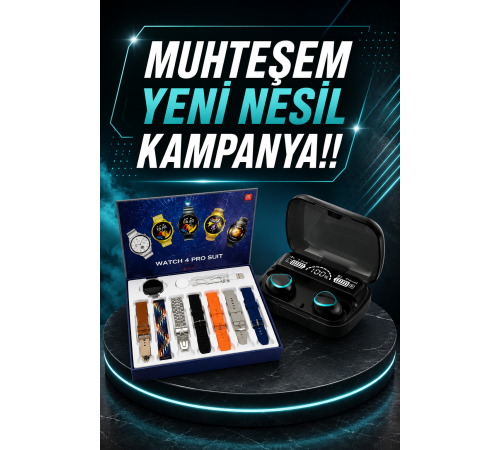 Ucuz Kaliteli Yeni Nesil 7 Kordonlu Akıllı Saat ve Kablosuz Bluetooth Kulaklık ANC Özelliği