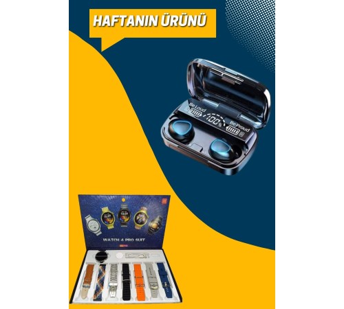 Ucuz Kaliteli Yeni Nesil 7 Kordonlu Akıllı Saat ve Kablosuz Bluetooth Kulaklık ANC Özelliği