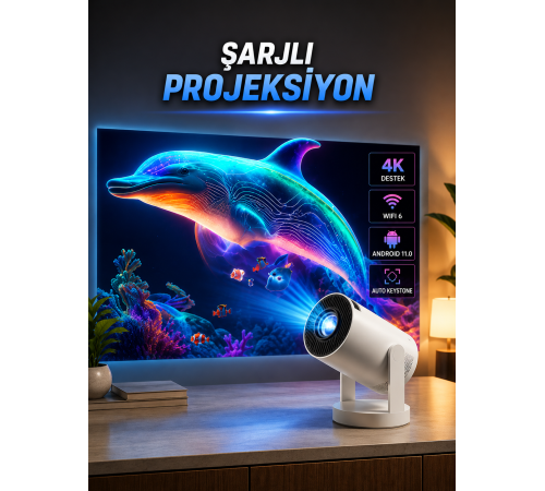 Taşınabilir Sinema Oyun Projektörü Akıllı Projeksiyon Android 11
