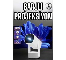 Şarjlı Projeksiyon Oyun Sinema Projektörü 4K HD Görüntü Kaliteli