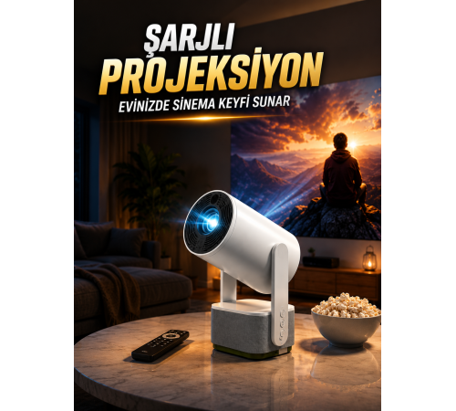 ŞARJLI PROJEKSİYON EVİNİZDE SİNEMA KEYFİ SUNAR