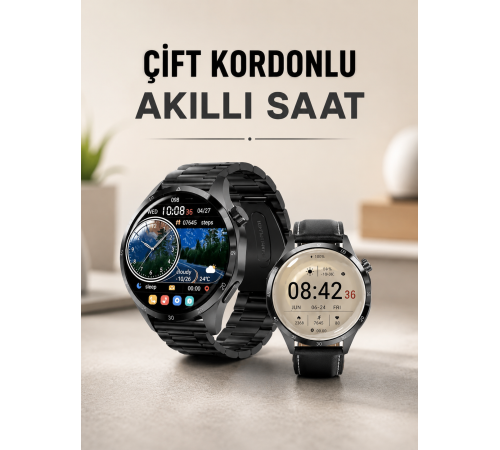 Çift Kordonlu Yüksek Çözünürlüklü Akıllı Saat Uyku İzleyici & Spor Modları