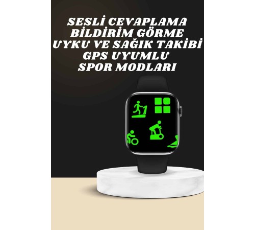 Akıllı Saat Wireless Şarj Yüksek Çözünürlüklü Müzik Dinleme Sesli Cevaplama