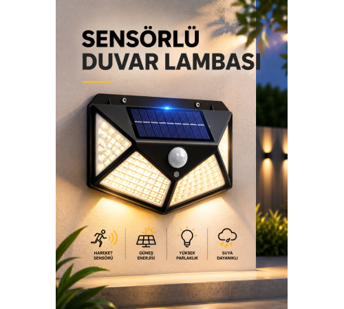 SENSÖRLÜ GÜNEŞ ENERJİLİ DUVAR LAMBASI