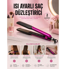 Saç Düzleştirici Isı Ayarlı Seramik Kaplama Döner Kablo Yıpranma Karşıtı