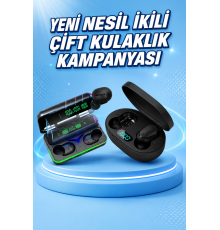 İkili Bluetooth Kulaklık Dijital Göstergeli Uzun Pil Ömrü Yüksek Ses Kaliteli
