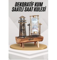 Deniz Feneri Kum Saati Ahşap Görünümlü Vintage Tarz Biblo